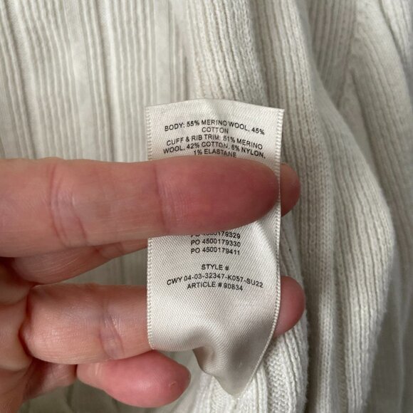 WILFRED Plunge Button Front Cardigan Knit Wool Long Sleeve Cropped Neutral XS - Picture 9 of 9